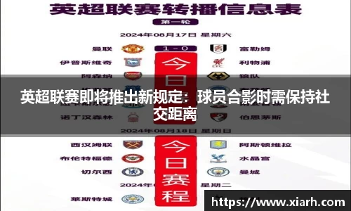 英超联赛即将推出新规定：球员合影时需保持社交距离